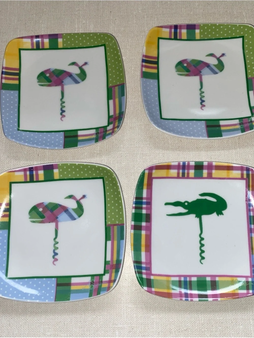 Thirstystone Ceramic Vineyard VTG Whales‎ & Alligator Coasters Set of 4